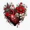 beautiful red Gothic Heart with flowers clipart illustration