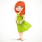 Beautiful red-haired pregnant woman folded hands on her belly in the shape of a heart