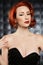 Beautiful Red Head Pinup Fashion Model on Styled Set