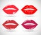 Beautiful red lips icons collection