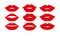 Beautiful red lips icons collection vector