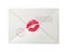 Beautiful red lips on post envelope with stamp