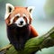 Beautiful red panda looking to the side - ai generated image