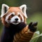 Beautiful red panda looking to the side - ai generated image