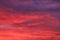 Beautiful red, pink feather clouds against the sky in sunrise in the morning. Picturesque magic background.
