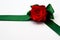 Beautiful red rose with green petals made by hand from satin ribbon