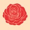 Beautiful red rose in hand-drawn graphic style in