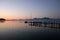 Beautiful red sunrise at lake Chiemsee