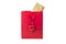 Beautiful red surprise present bag with heart and golden card