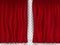 Beautiful red theatre folded curtain drapes on transparent background