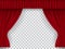 Beautiful red theatre folded curtain drapes on transparent background