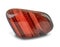 Beautiful red tiger`s eye gemstone with iridescent surface, isolated on white background. Rounded smooth surface.