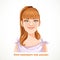 Beautiful redhaired woman with a freckles on face and shoulders portrait for avatar