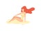 Beautiful Redhead Girl in Swimsuit Sunbathing on Beach on Summer Vacation Vector Illustration