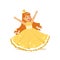 Beautiful redhead little girl princess in a gold ball dress and golden tiara, fairytale costume for party or holiday