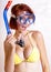 Beautiful redhead woman in snorkeling gear