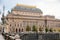 Beautiful Renaissance building of Prague National Theatre, view from the Vltava river in autumn, Prague, Czech Republic, Bohemia