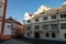 Beautiful renaissance house, facade is richly decorated with figural sgraffito, Martinic Palace at Hradcany Square nearby Prague