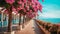 Beautiful resort promenade with a bench and blooming 1690447741207 3