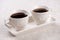 Beautiful retro pair of coffee cups, with coffee