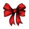 Beautiful ribbon tied in bow. Freehand drawing in