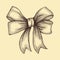 Beautiful ribbon tied in bow. Freehand drawing in graphic style pen and ink