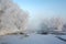 The beautiful rime scenery in frozen riiver