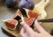 Beautiful ripe fresh pulpy figs on the table