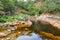 Beautiful river with canyons, waterfall, cascades, forest in a state park of Brazil