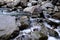 Beautiful River clear water flowing through stones and rocks