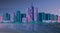 Beautiful river night city panorama high skyscrapers cityscape background skyline flat horizontal