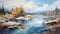 Beautiful River Painting By Ryan Morris In Whistlerian Style