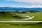 The beautiful river and snow mountains in Bayanbulak grassland