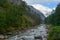 Beautiful river valley landscape on manikaran, manali, India