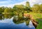 Beautiful riverside view with clouds and trees