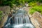 Beautiful riverwith a slow shutter photography water in a Japanesse garden at asakusa temple Tokyo, Japan