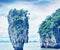 Beautiful rock emerging from James Bond Island Bay, Thailand