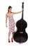 Beautiful Rockabilly Girl with Double Bass