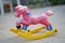 beautiful rocking horse in pastel colors with the passing of time
