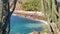 Beautiful rocks cliffs view waves at beach coast panorama Mexico