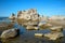 Beautiful rocks and his reflexion in water at grande ile in Mingan in Quebec