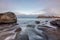Beautiful rocks at Uttakleiv Beach, Lofoten Islands, Norway, Scandinavia, long exposure