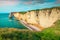 Beautiful rocky coastline with La Manche channel, Normandy, Etretat, France