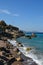 Beautiful rocky scenery of north-west coast of Rhodes, Greece, Europe