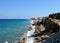 Beautiful rocky scenery of north-west coast of Rhodes, Greece, Europe