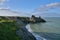 Beautiful rocky seascape and Black Castle ruins along Wicklow coastal line  South Quay  Corporation Lands  Co. Wicklow  Ireland