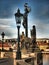 A beautiful romantic city nice blue sky,panoramic view of the hundredths towers of Prague from the Astronomical Clock
