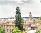 Beautiful Rome panoramic view framed by nature