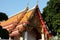 Beautiful roofs of a Buddhist temple. Architectural art of southeast asia