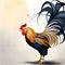 Beautiful rooster painted in watercolor - ai generated image